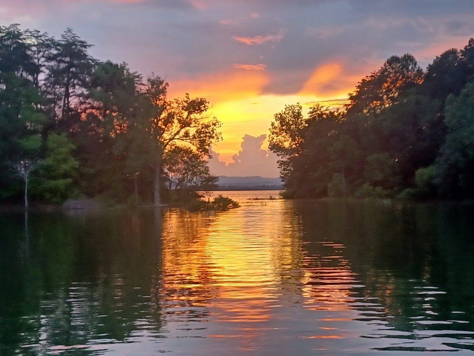 A view of the sunset on the Cherokee Lake
